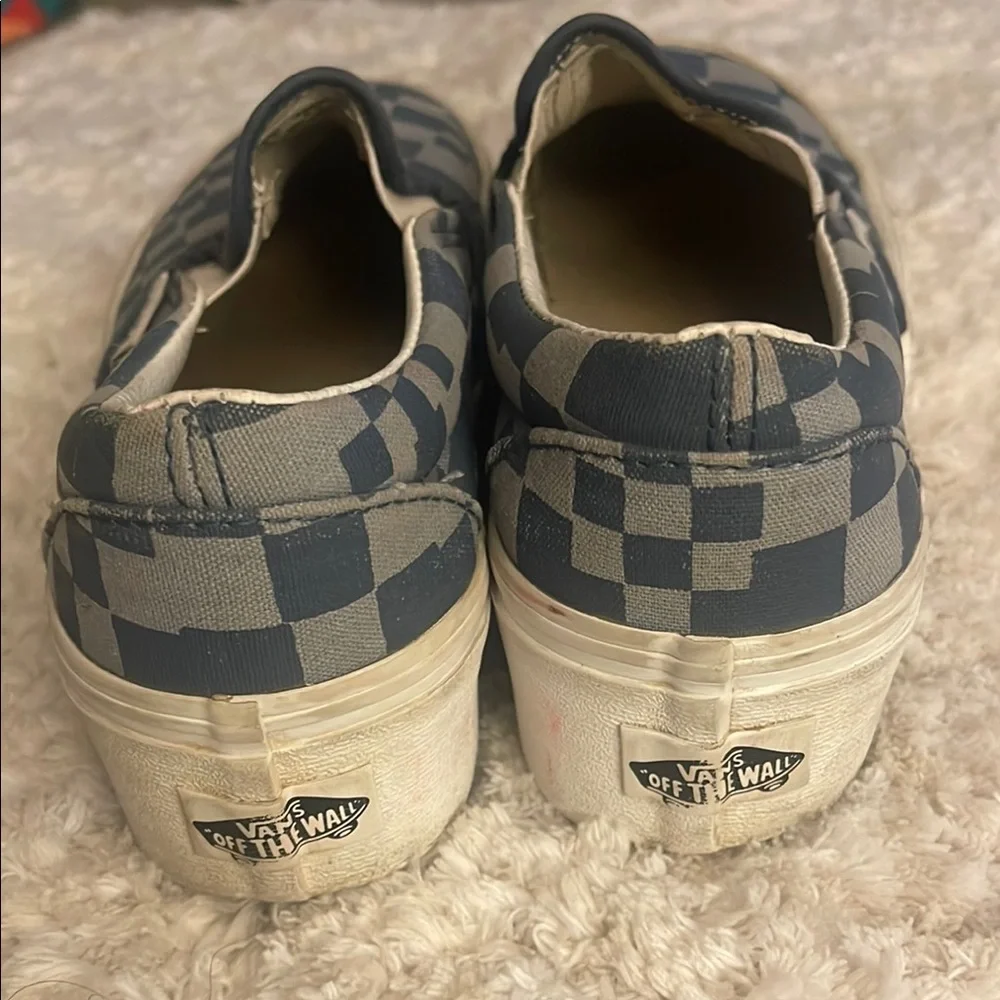 Vans Classic Stacked Platform Blue and Gray Checkered Slip-Ons 5 M 6.5 W - Picture 4 of 11